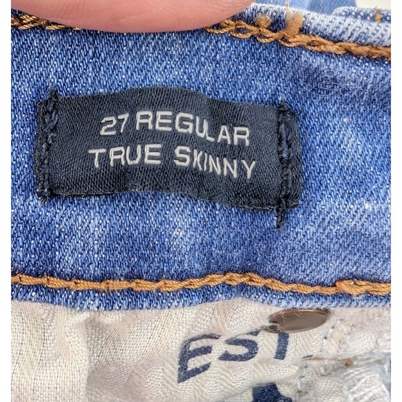 Gap 1969 Bright Blue True Skinny Mid Rise Denim Jeans Size 27 Regular 27x28 - Picture 4 of 7